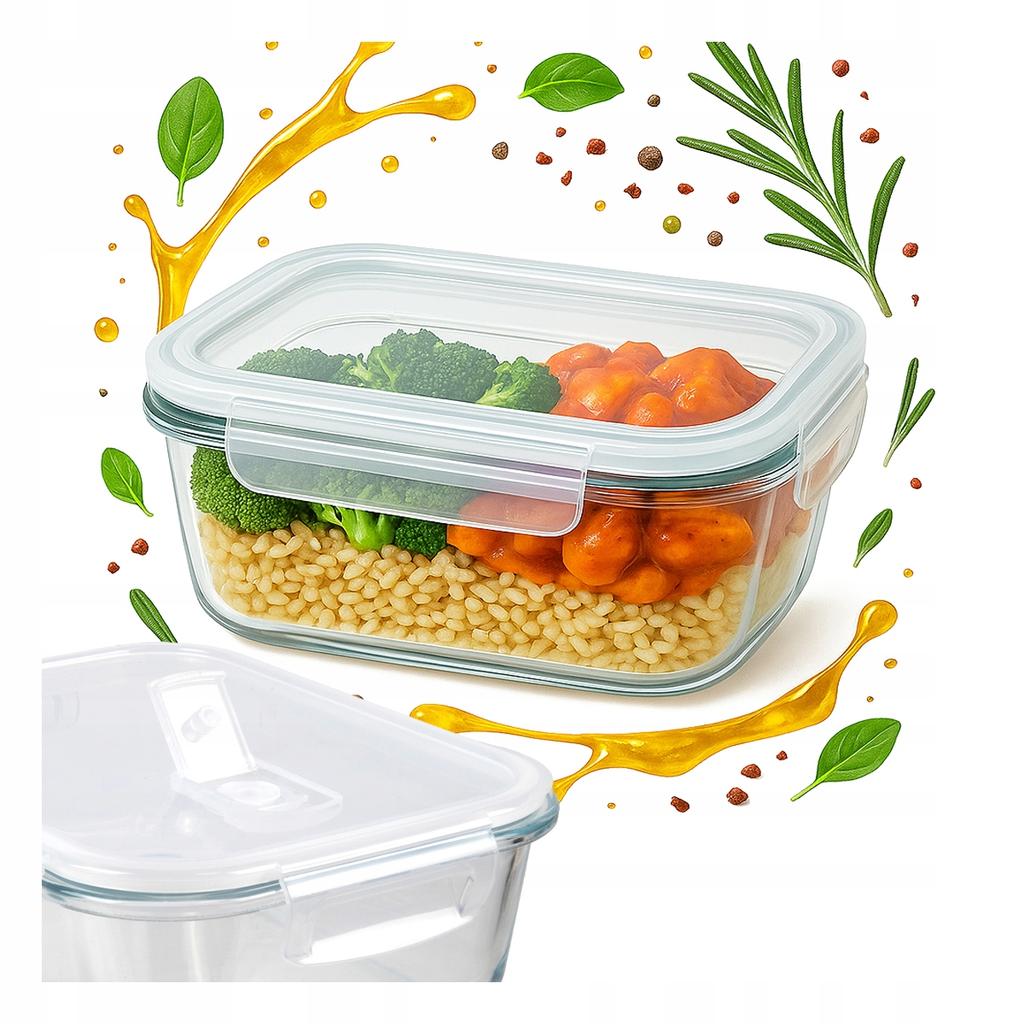 Pojemnik Szklany 370 Ml Lunchbox Na Żywność Hermetyczny Do Pracy Szkoły