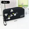 Cute Black and White Cat Pencil Case - Portable Large Capacity Stationery Bag with Pen Insert & Mesh Pocket for School Supplies