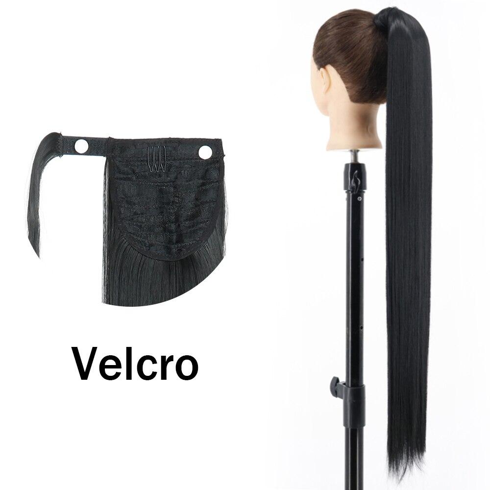 XINRAN Женский супер длинный прямой парик с хвостиком, красочный галстук-бабочка на липучке, наращивание волос с конским хвостом, синтетический термостойкий конский хвост