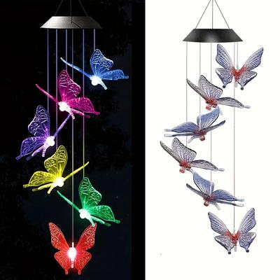 Солнечный колокольчик-ветерник Бабочка Световой 6LED Изменяющий цвет На солнечной батарее Бабочки Световые Наружная Садовая Декорация