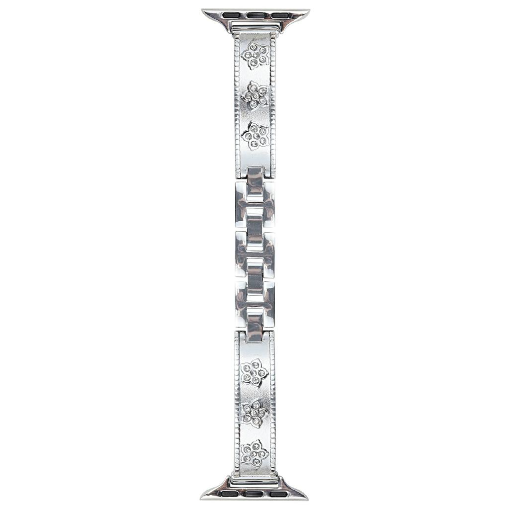 Металлический ремешок для часов Apple Watch Series 10 9 8 7 SE 6 5 4 3 2 1 42 мм 41 мм 40 мм 38 мм Браслет с цветочным декором из стразов