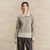 Collar striped patchwork knit sweater