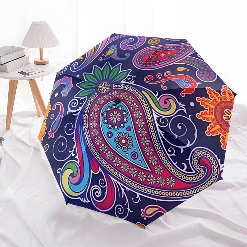 1pc Paisley-patterned Automatic Umbrella Durable Iron Frame & Plastic Handle, Gift for Men & Women, Sturdy Construction yy250905144