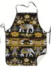 1 Piece Thai Elephant Floral Vintage Design Apron, Unisex, Suitable for Crafting, Baking, Painting, Cleaning, Cooking, Chef, Waiter, Cafe, Barbecue Re