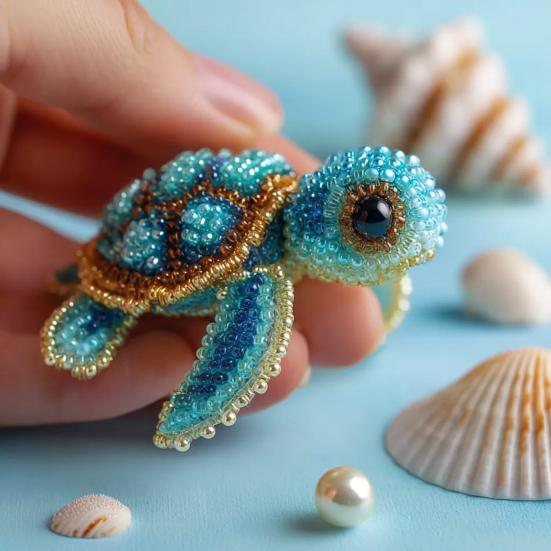 Octopus Bead Embroidery Kit DIY Ocean Animals Craft Set with Full-Color Instruction Sheet Bead Embroidery Starter Kit Gift for Craft Lovers Beginners