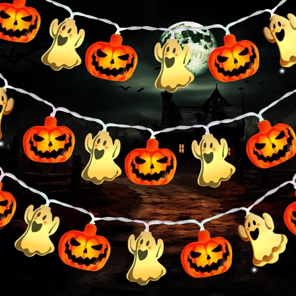 Xiaomi 1pc 10/20 LED Halloween Single Layer Pumpkin & Ghost String Light Battery Powered for Garden Home Holiday Halloween Party Decor