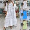 8 цветов S-5XL женские модные летние весенние однотонные повседневные платья с принтом и рукавом 3/4 с V-образным вырезом