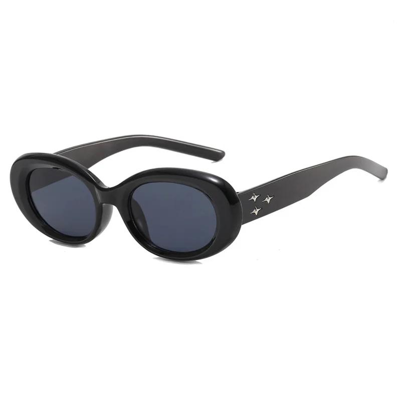 Oval Sunglasses For Men Women Fashion Retro Rice Nail Design Shades Eyewear Female Candy Color Goggle Fishing Sun Glasses