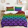 Three-Piece 3D Quilt Cover Plant Gradual Change Scale Brush Kit Bedding