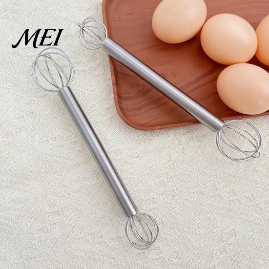 Soup Flavor Mixer Double Head Whisk, Stainless Steel Mixing Muddler, Handheld Blender Miso Dissolver Spoon for Paste Cream Eggs, Easy Clean