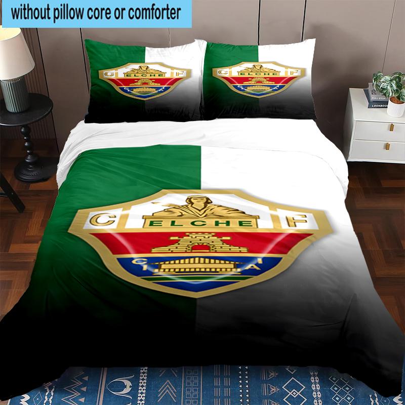 3PCS Football Elche Crest Design Bedding Set,Including 1pc Duvet Cover And 2pcs Pillowcases Perfect for Bedroom, Dormitory, Fan Christmas gift