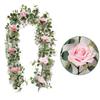 185cm Faux Leaves Floral Artificial Flower Eucalyptus Garland Camellias Silk Rose Peony Vine Decorations for Wedding Wall Decor Garden Home Party