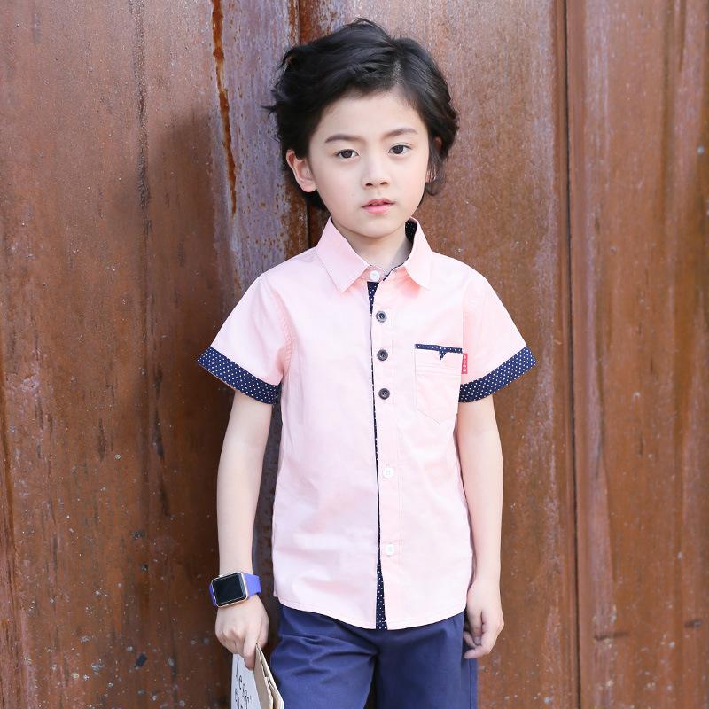 Boys T-Shirt Summer Short Sleeve Tee Children Turn-down Collar Polo Shirt Cotton Preppy Style Top Kids