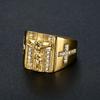 Hip Hop Iced Out Religious Jesus Cross Ring Gold Color Stainless Steel Christian Rings for Women & Men Wholesale Anel Masculino