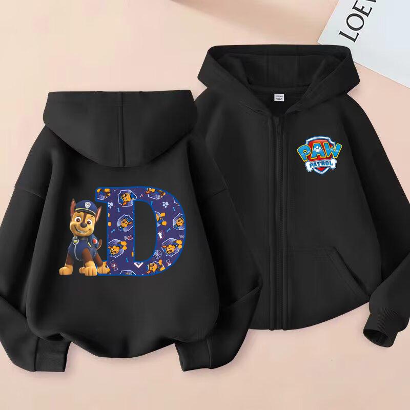 PAW Patrol Child Cardigan Hooded Jacket Cartoon Chase Letters A-Z Printed Polyester Outerwear Summer Casual Clothing Kids Gifts