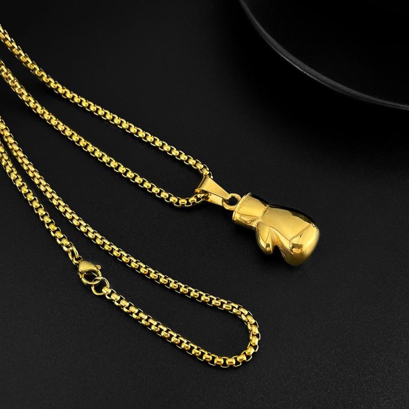 European American Street Hip-hop Stainless Steel Boxing Ring Necklace Personalized Classic Titanium Men's Accessories