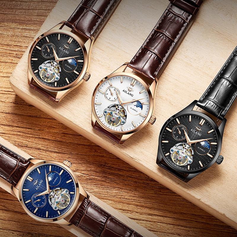AILANG Watch Мужские автоматические механические мужские часы Водонепроницаемые полые часы
