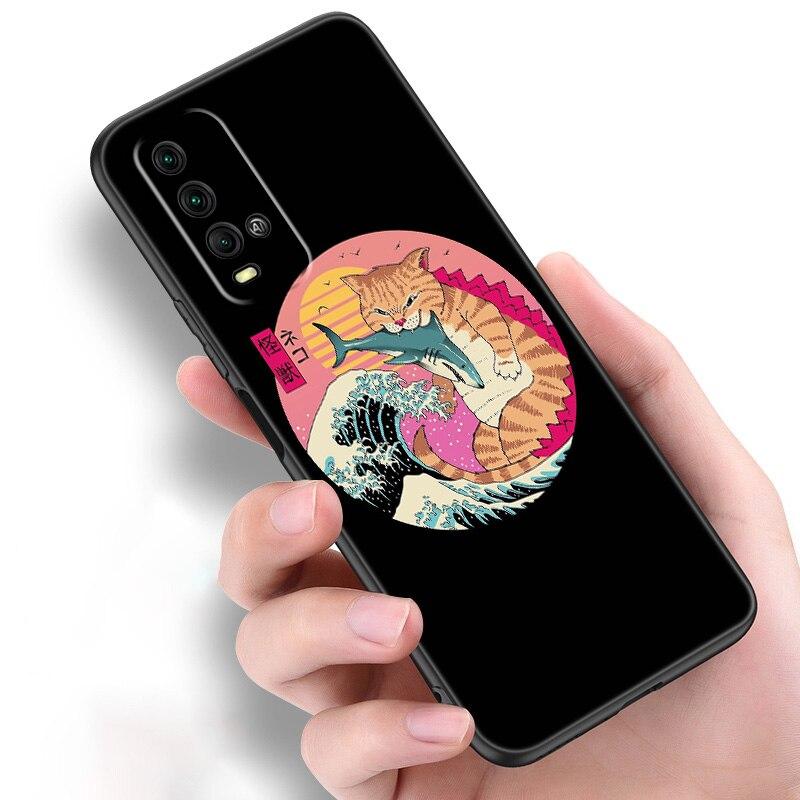 Чехол для телефона JAMULAR Neko Ramen Japan Cat Anime для Xiaomi Redmi Note 11 10 9 8 Pro 11T 10T 10S 9S 8T 9 9A 9C 9T, черный мягкий чехол
