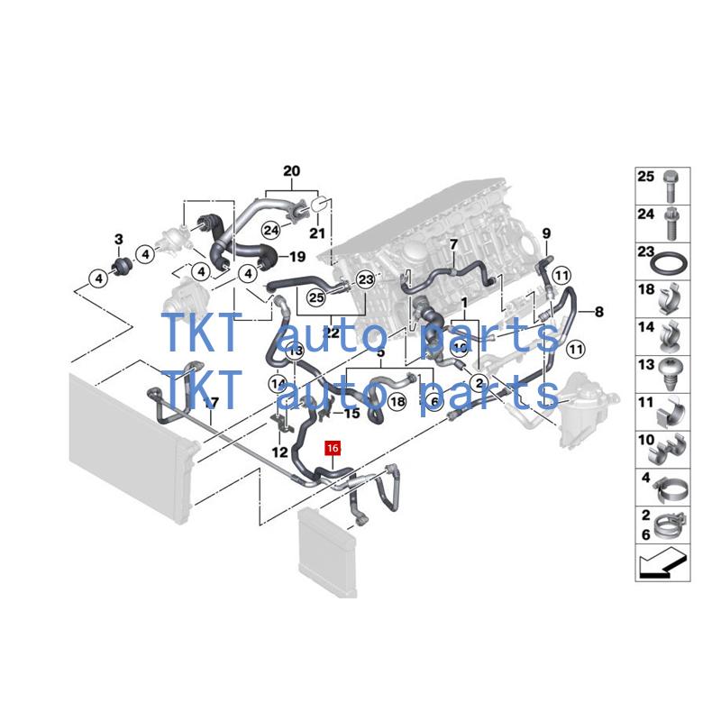 TKT Auto Parts For  17127600836 7series F01 740Li 535i 640i 740i 535i Coolant hose