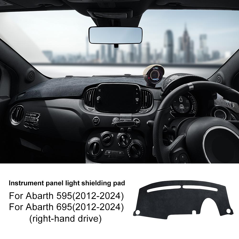 Фланелевый коврик на приборную панель для Abarth 595 695 (2012-2024 гг.) Fiat 500 (2012-2019 гг.) - Автомобильный коврик в салон с защитой от бликов и солнца