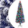 Day and Night - Day and Night Christmas Tree with White and Blue Fiber Optic Lights 210 Cm