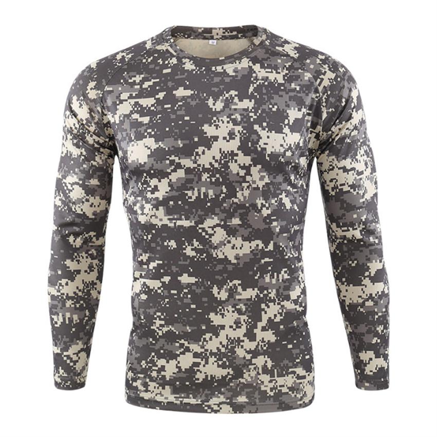 Spring and Autumn Outdoor Python Print 3D Jungle Camouflage Training Clothing Crewneck T Shirt Men's Loose Long Sleeves