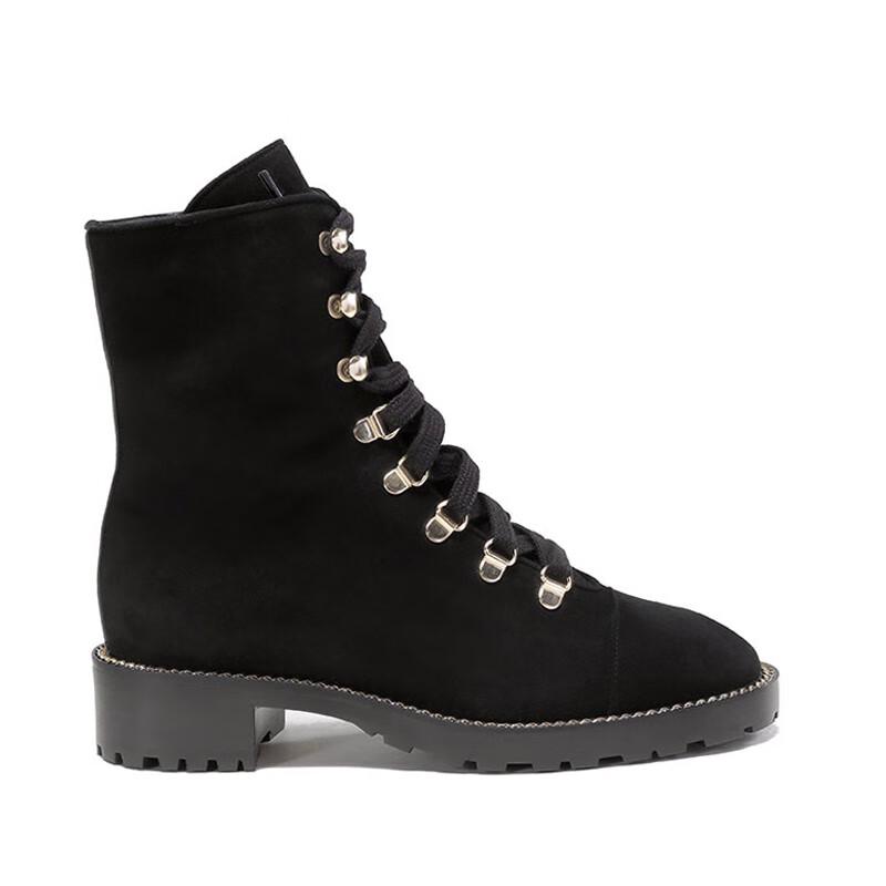 Stuart Weitzman Женские замшевые ботильоны KOLBIE черного цвета на шнуровке