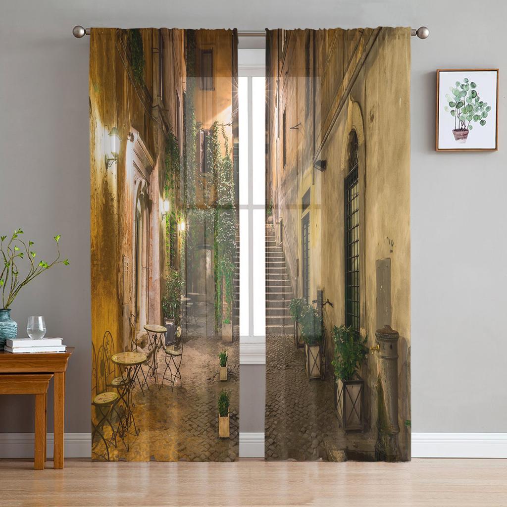 Садовые итальянские арочные архитектурные цветы, уличные тюлевые шторы для гостиной, шифоновая прозрачная вуаль, занавеска для кухни, спальни