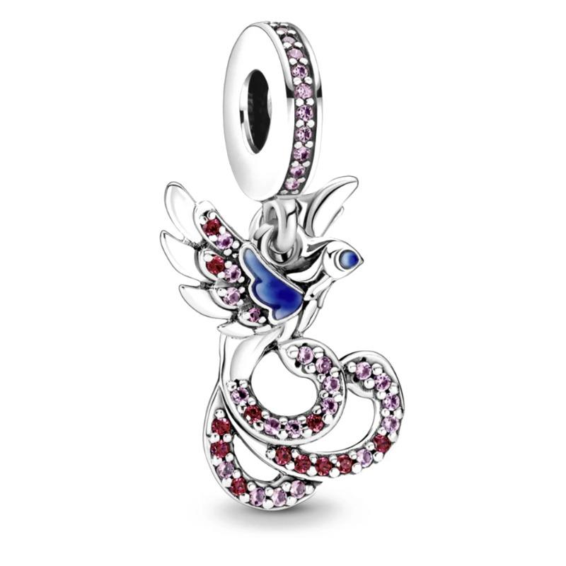 925 Sterling Silver Migratory Bird Butterfly Bee Charm Bead Pendant for DIY Jewelry Bracelet Making