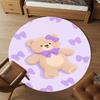 1PC Teddy Bear Bow Purple Round Chair mat Area Rug - Non-Slip, Floor Mat for Office, Bedroom, home decor Christmas Gift c0528025