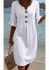 European Spring/Summer 2026 Cotton Linen V-Neck Ruffle Sleeve Dress for Women