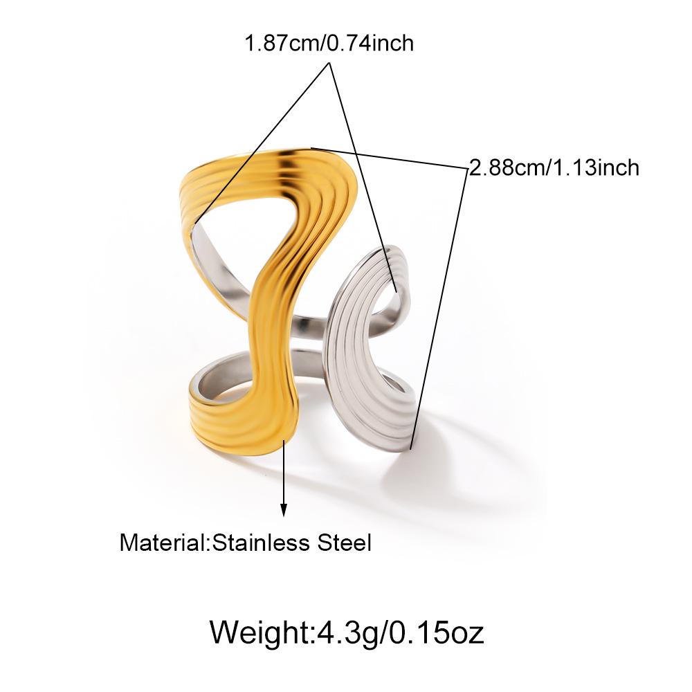 Открытое кольцо из 18-каратного золота и нержавеющей стали с дизайном в виде неровной кривой