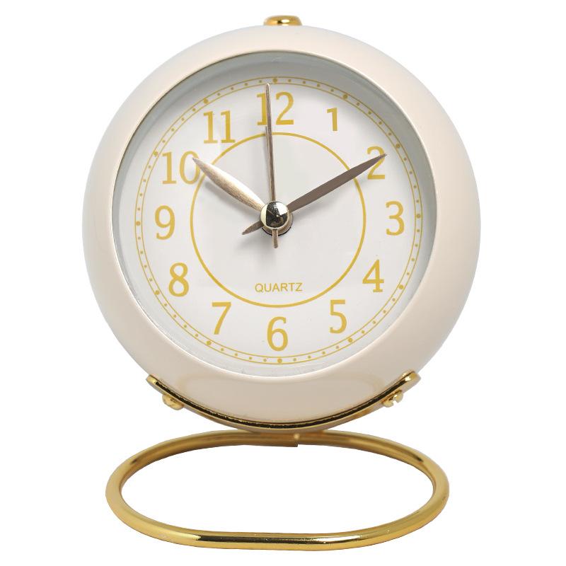 Ретро круглый будильник тихие не тикающие аналоговые часы ночник прикроватные часы