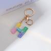 Resin Rainbow Color English Letter Fringed Keychain, Creative High-End Crystal Drop Glue Pendant Jewelry Pendant