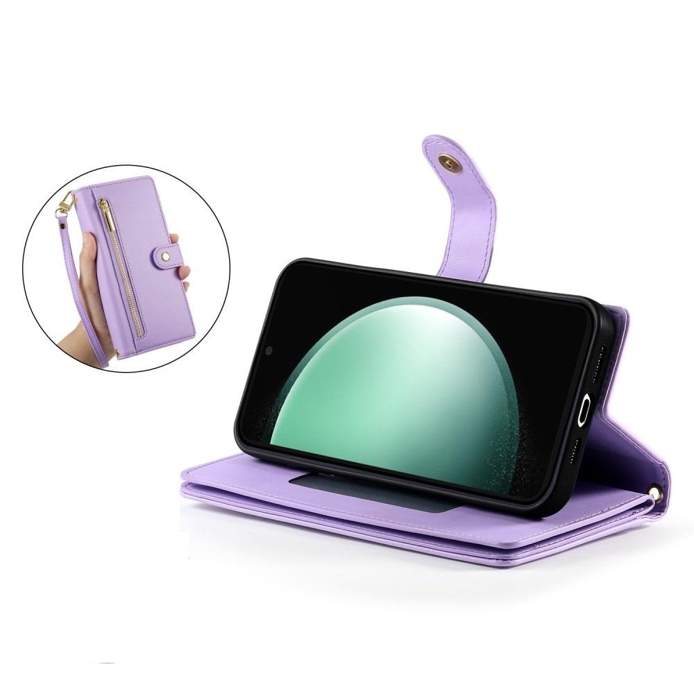 Samsung Galaxy S25 Edge Flip Case, Wallet Zipper Pocket, Purple