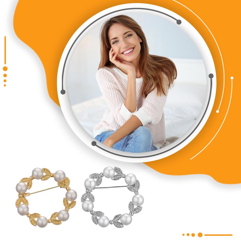 Женская жемчужная брошь Корсаж Ювелирное изделие Изысканное украшение платья Броши-булавки в виде листьев Модный аксессуар Украшение для одежды