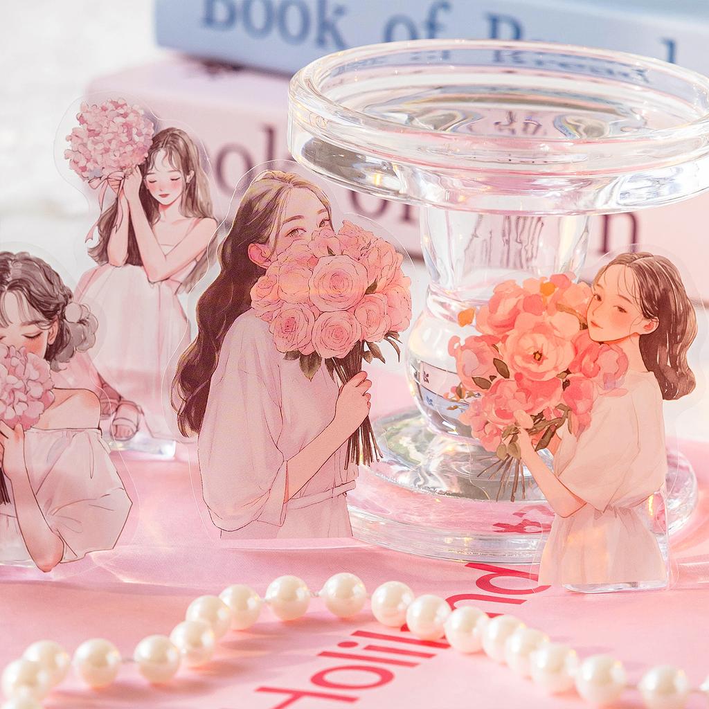 30Pcs/bag Sticker Bag Flower Girl Series Retro Exquisite Stickers Scrapbook Decoration Photo Frame Phone Case Water Cup DIY