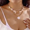 3 Layers Shell Pendant Necklace Bohemian Clavicle Chain Vintage Sweater Chain  Beach