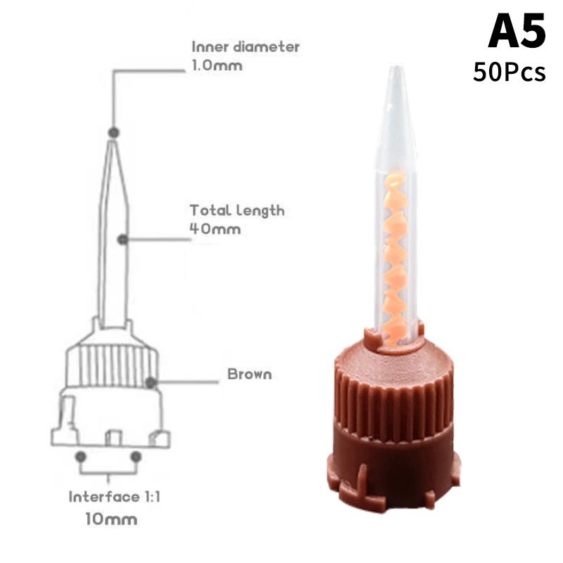 50 Pcs Dental Solidification Mixing Tips Disposable Mixers Dentistry Bozzles Mixing Tube Dental Supplies