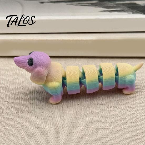 Миниатюрная статуэтка таксы, 3D-печатная фигурка, Собака-фиджет с подвижными суставами, Коллекционная фигурка щенка из ПЛА с подвижными суставами, Для рабочего стола