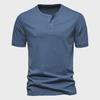 Men's American Summer Solid Color Half Sleeve Henley T-shirt - Trendy Sports Leisure Wear