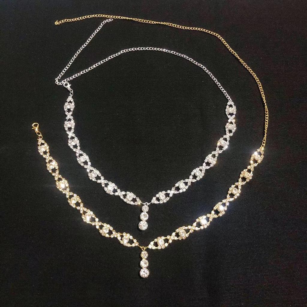 Элегантная свадебная цепочка на лоб со стразами