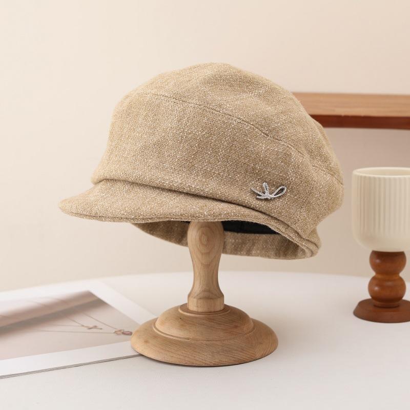 New retro temperament warm cap versatile plain hat autumn and winter fashion women's hat spot