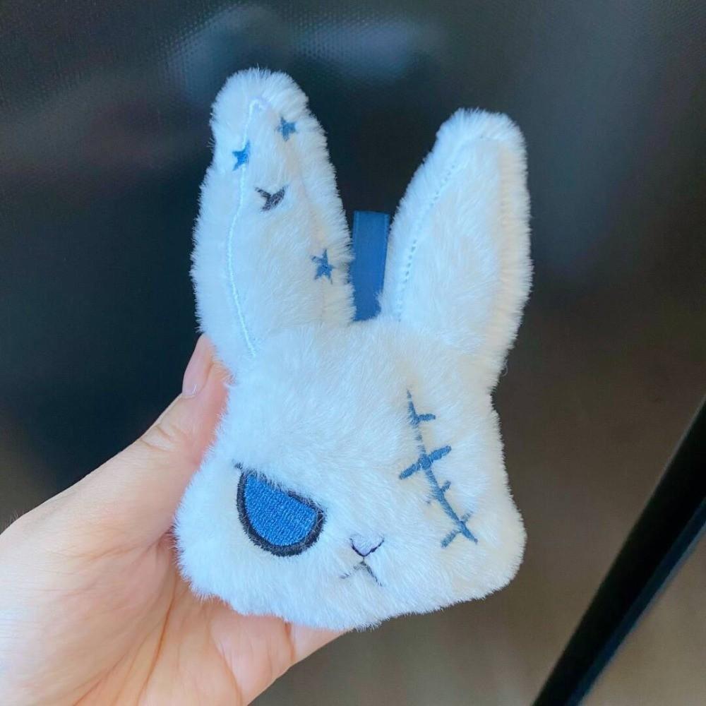 Fluffy Gothic Rabbit Compact Stitched Bunny Bag Pendant Halloween Plushie Goth Lovers