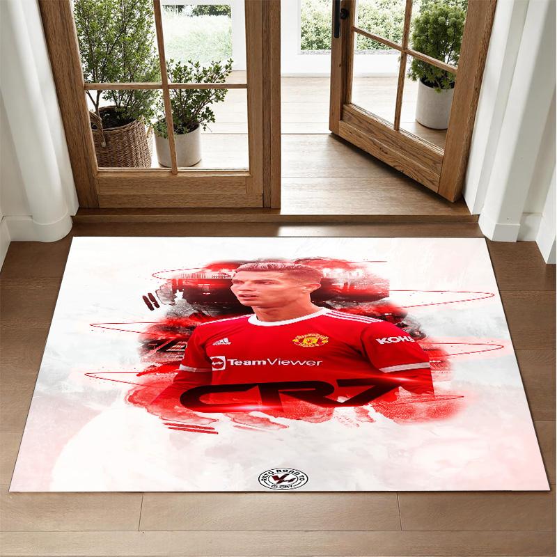 Cristiano Ronaldo Design Crystal Velvet Rug Soft Decorative Mat for Bedroom Entrance