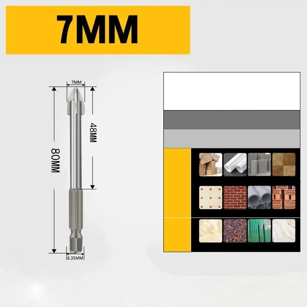 Cross Hex Tile Bits Glass Ceramic Concrete Hole Opener Alloy Triangle Drill Size 3/4/5/6/7/8/10/12 Mm Drilling Power Tools