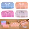 Transparent Plastic Storage Box for Jewelry Hardware Nail Accessories Small Items DIY Crafts Cosmetics Boxes with Handle