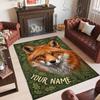 Fox Theme Crystal Velvet Floor Rug Personalized Custom Name Text Warm Carpet Home Decoration