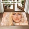 Crystal Velvet Square Rug Custom NameSabrina Carpenter Pattern Non Slip Home Floor Decor Rug