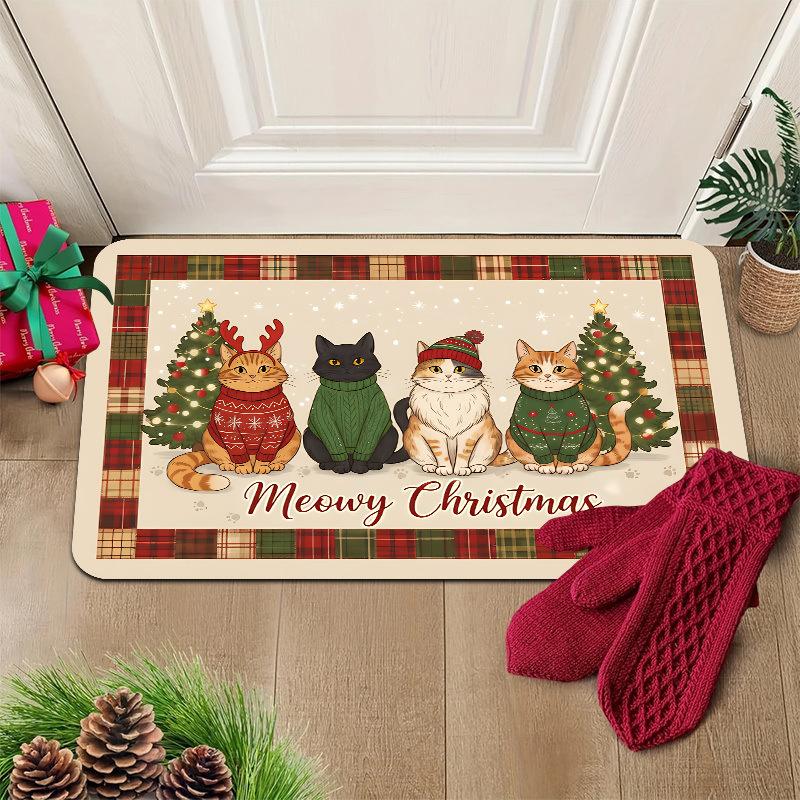 Christmas Floor Mats, Home Entrance Entrance Door Atmosphere Mats, Stain-resistant, Wear-resistant And Easy To Care For